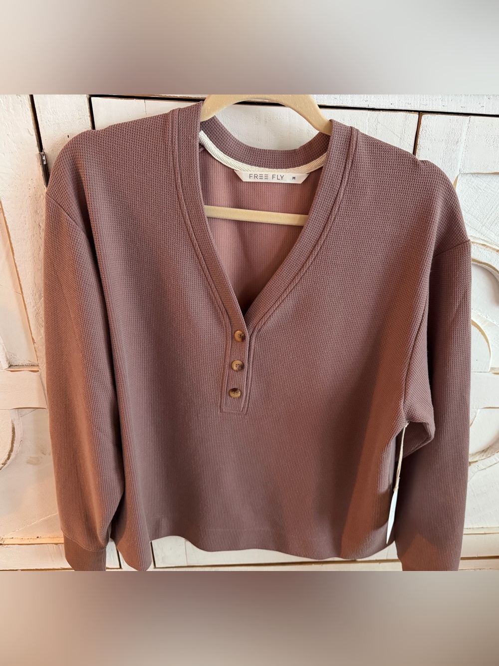 Women's Mauve Button Henley Sweater